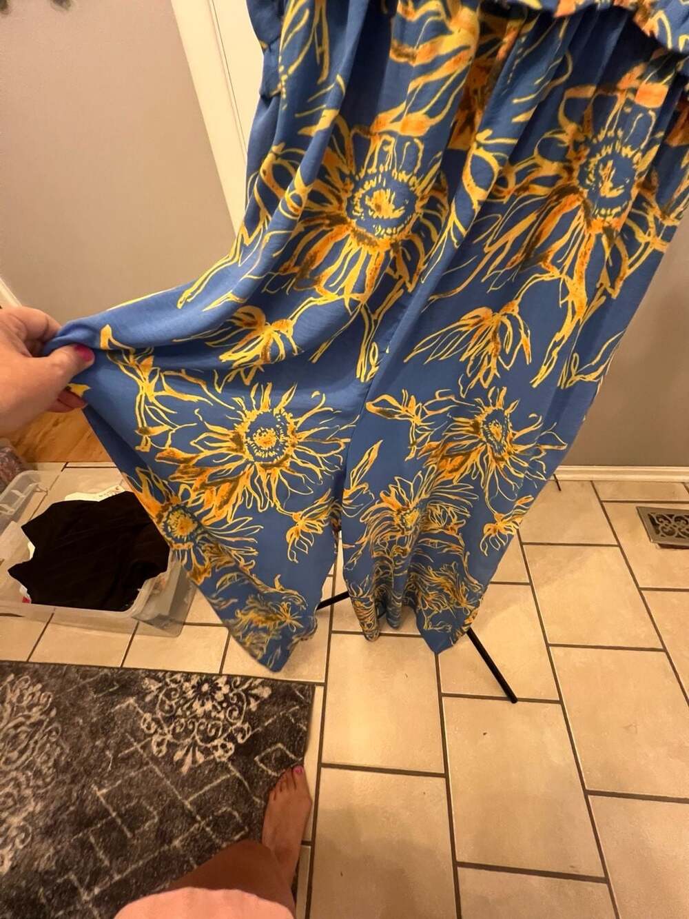 Oddi Blue Sunflower Print Jumpsuit - Picture 4 of 5